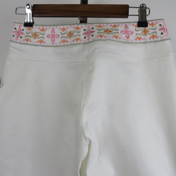 NWT Talbots White Pants with Floral Waistband 4P - Picture 3 of 8